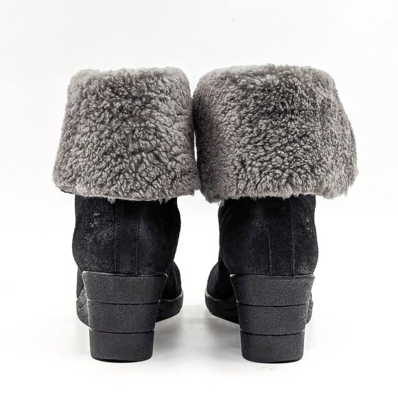 UGG Women Zea Ash Black Distress Leather Waterproof Wedge Boots size 10 - Picture 4 of 11